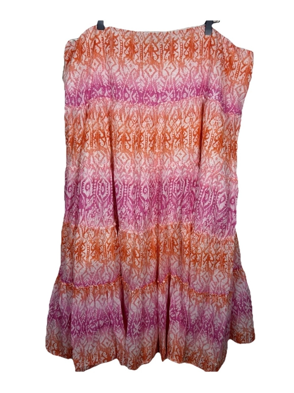 Lauren Ralph Lauren Tiered Maxi Skirt Size 2X Plus Orange Pink Boho Flowy Lined
